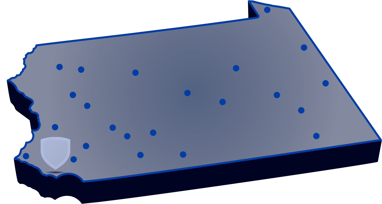 Penn State Brandywine highlighted on a map of campuses across the state of Pennsylvania